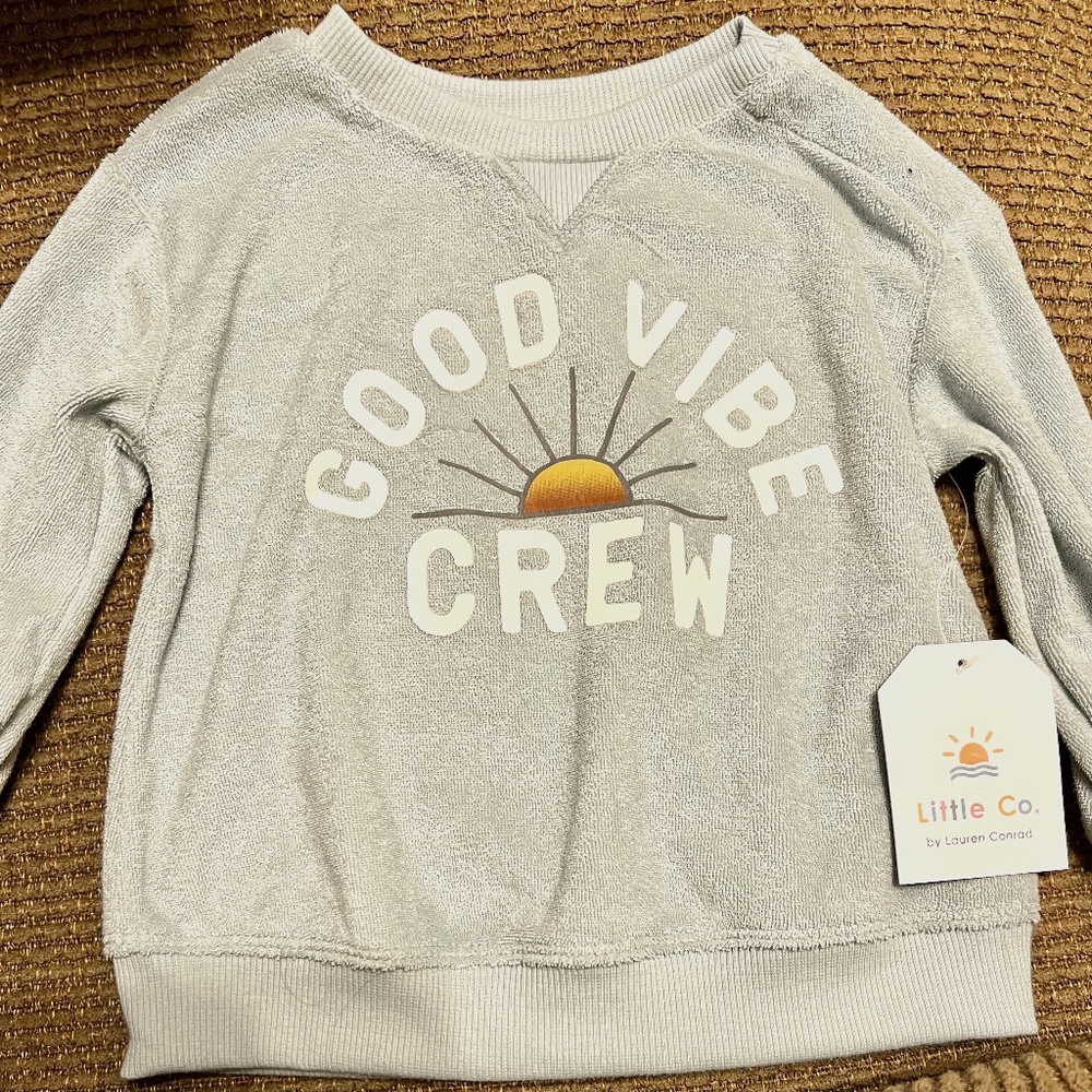 NEW - Lauren Conrad Little Co. “Good Vibes” Toddler Crew Pullover